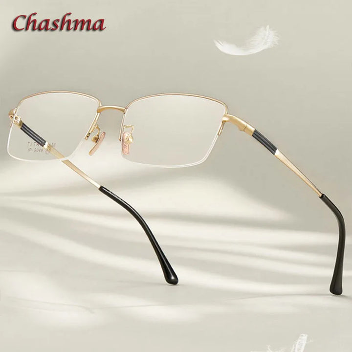 Chashma Ochki Unisex Semi Rim Square Titanium Eyeglasses 9049 Semi Rim Chashma Ochki   