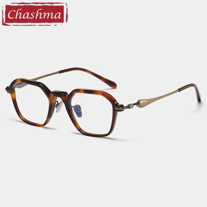 Chashma Unisex Full Rim Polygon Square Acetate Titanium Eyeglasses 36065