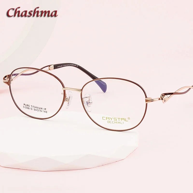 Chashma Ochki Women's Full Rim Oval Titanium Eyeglasses 33613 Full Rim Chashma Ochki   