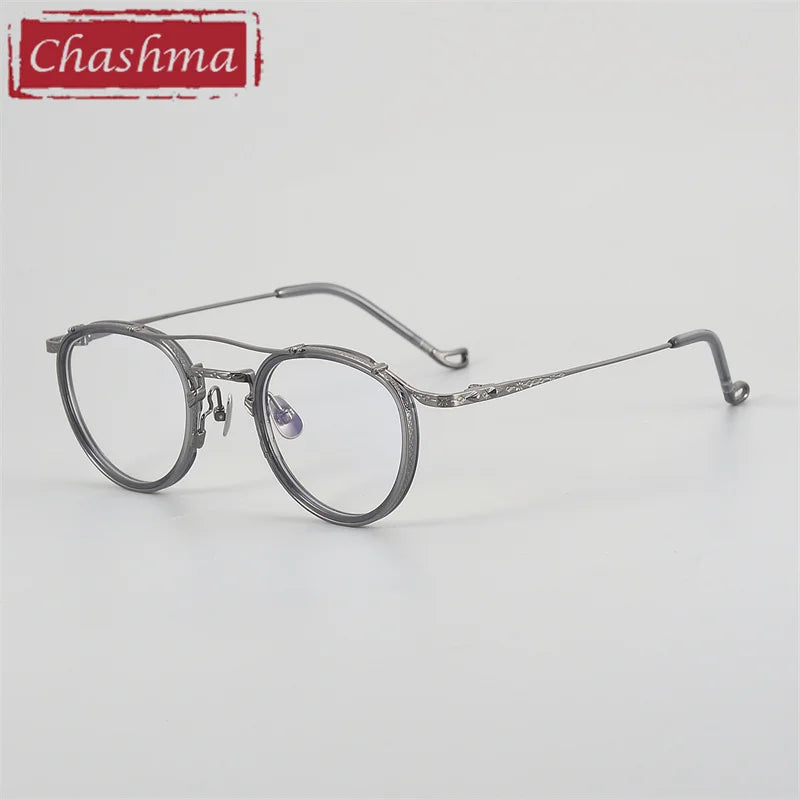 Chashma Unisex Full Rim Oval Double Bridge Acetate Titanium Eyeglasses 881715