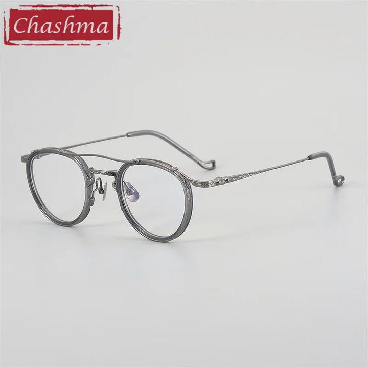 Chashma Unisex Full Rim Oval Double Bridge Acetate Titanium Eyeglasses 881715