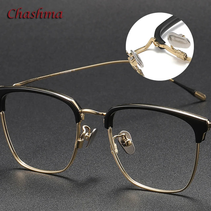 Chashma Ochki Unisex Full Rim Square Titanium Acetate Eyeglasses 80899 Full Rim Chashma Ochki   