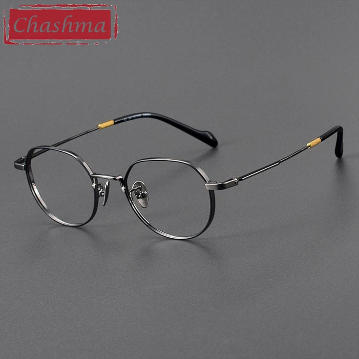 Chashma Ottica Unisex Full Rim Polygon Round Titanium Eyeglasses 20066