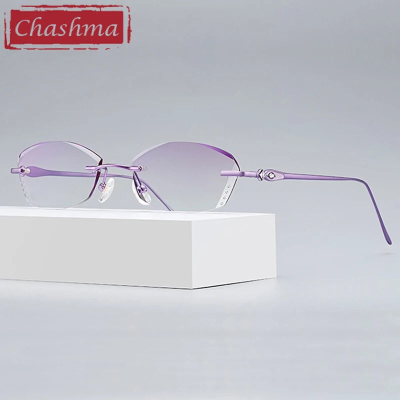 Chashma Women's Rimless Square Butterfly Titanium Eyeglasses 698037