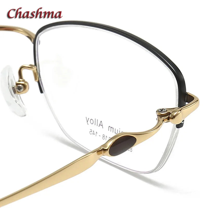 Chashma Ochki Women's Semi Rim Square Titanium Eyeglasses 8237 Semi Rim Chashma Ochki   