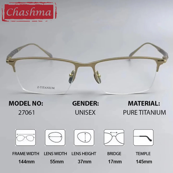 Chashma Men's Semi Rim Polygon Square Titanium Eyeglasses 827061