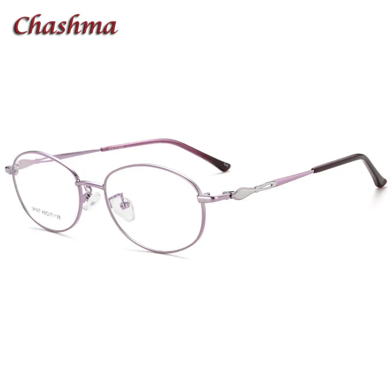 Chashma Ochki Women's Full Rim Oval Stainless Steel Eyeglasses 34397 Full Rim Chashma Ochki Purple-C4  