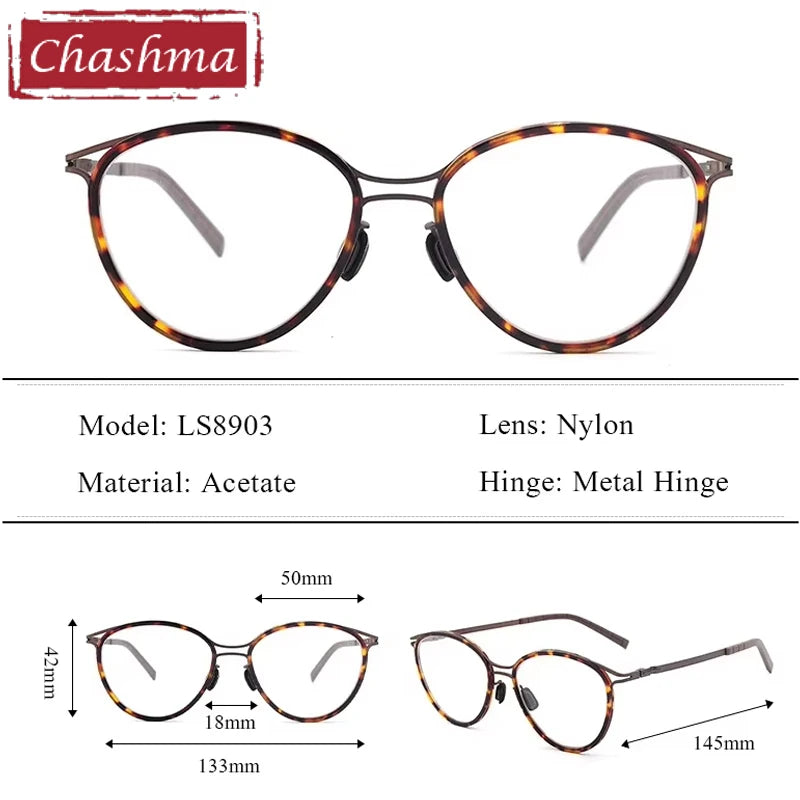 Chashma Ottica Women's Full Rim Cat Eye Acetate Alloy Eyeglasses 408903
