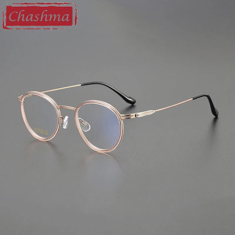 Chashma Ottica Women's Full Rim Round Acetate Titanium Eyeglasses 404004