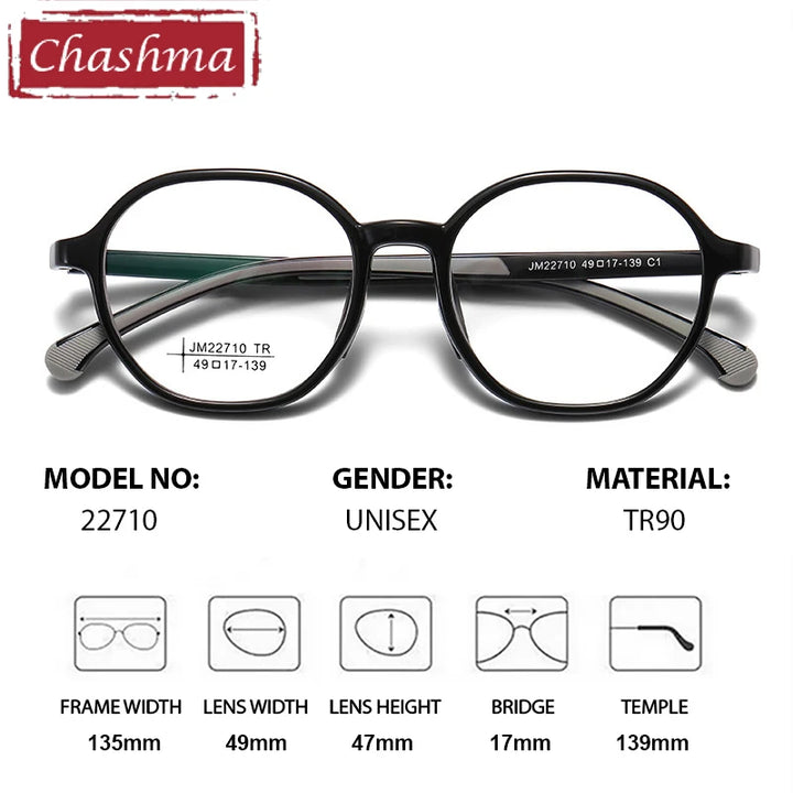 Chashma Ochki Women's Full Rim Oval Round Tr 90 Alloy Eyeglasses 322710