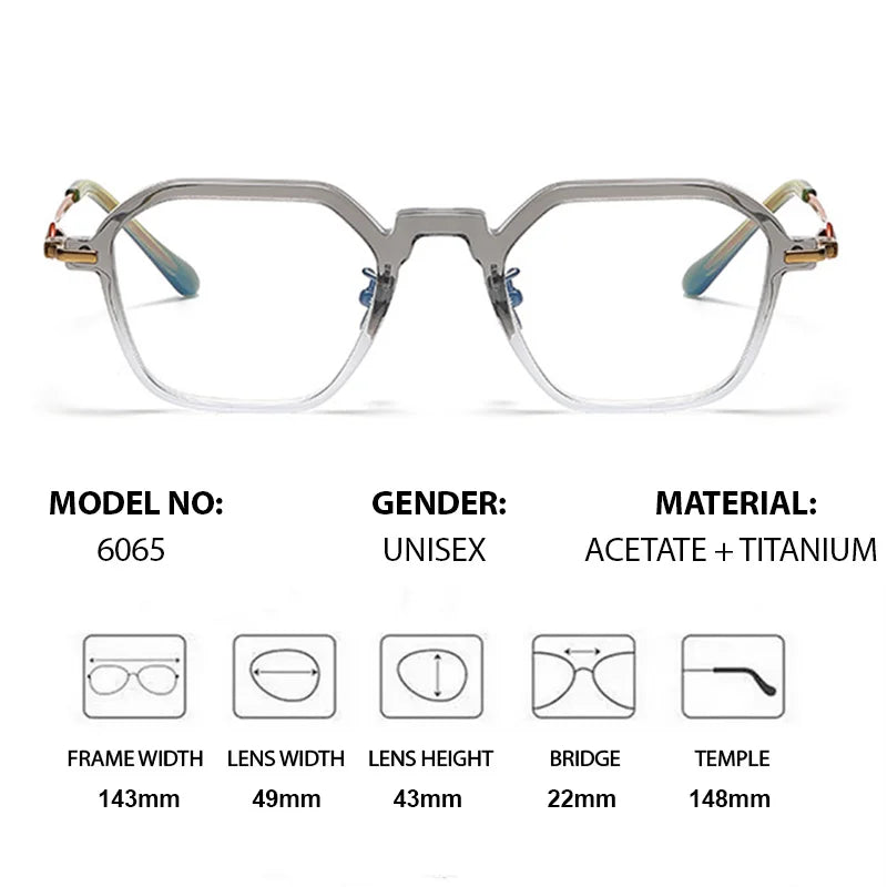Chashma Unisex Full Rim Polygon Square Acetate Titanium Eyeglasses 36065