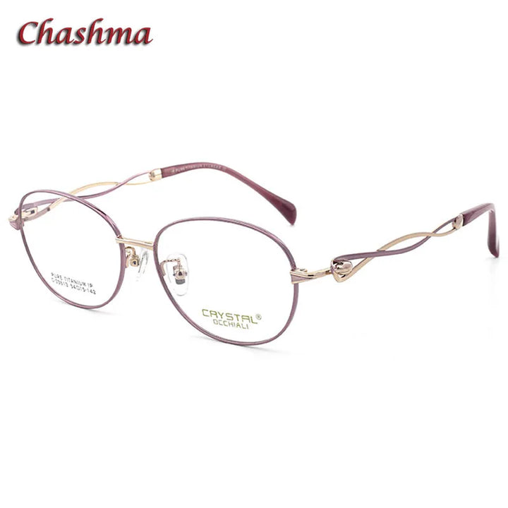 Chashma Ochki Women's Full Rim Oval Titanium Eyeglasses 33613 Full Rim Chashma Ochki Purple-Gold  