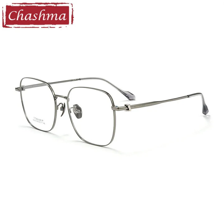 Chashma Ottica Unisex Full Rim Square Titanium Eyeglasses 61038 Full Rim Chashma Ottica Gun