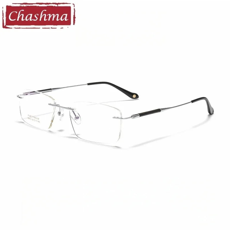 Chashma Unisex Rimless Square Titanium Rosewood Eyeglasses 799910
