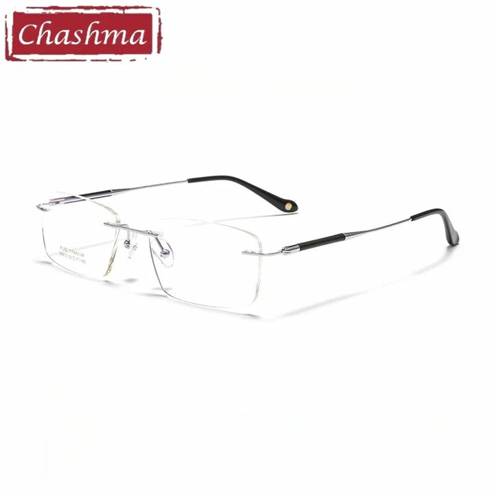 Chashma Unisex Rimless Square Titanium Rosewood Eyeglasses 799910