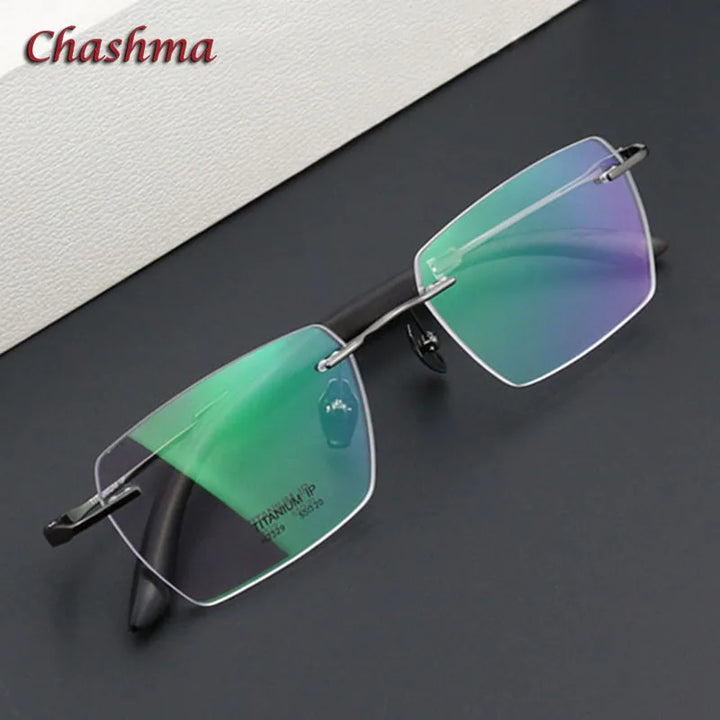 Chashma Ochki Unisex Rimless Square Titanium Rosewood Eyeglasses 2329 Rimless Chashma Ochki   