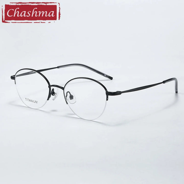 Chashma Ottica Women's Semi Rim Round Oval Titanium Eyeglasses 72948