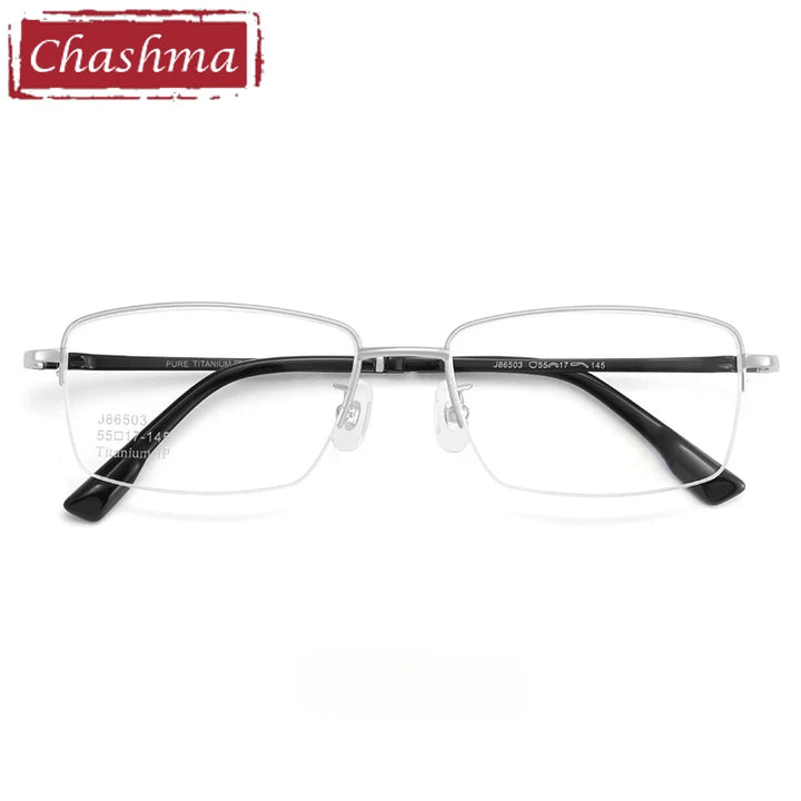 Chashma Ochki Unisex Semi Rim Square Titanium Eyeglasses 986503