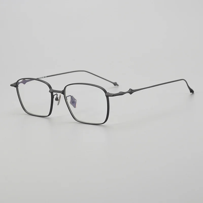 Chashma Ottica Unisex Full Rim Square Titanium Eyeglasses 10201 Full Rim Chashma Ottica Black  