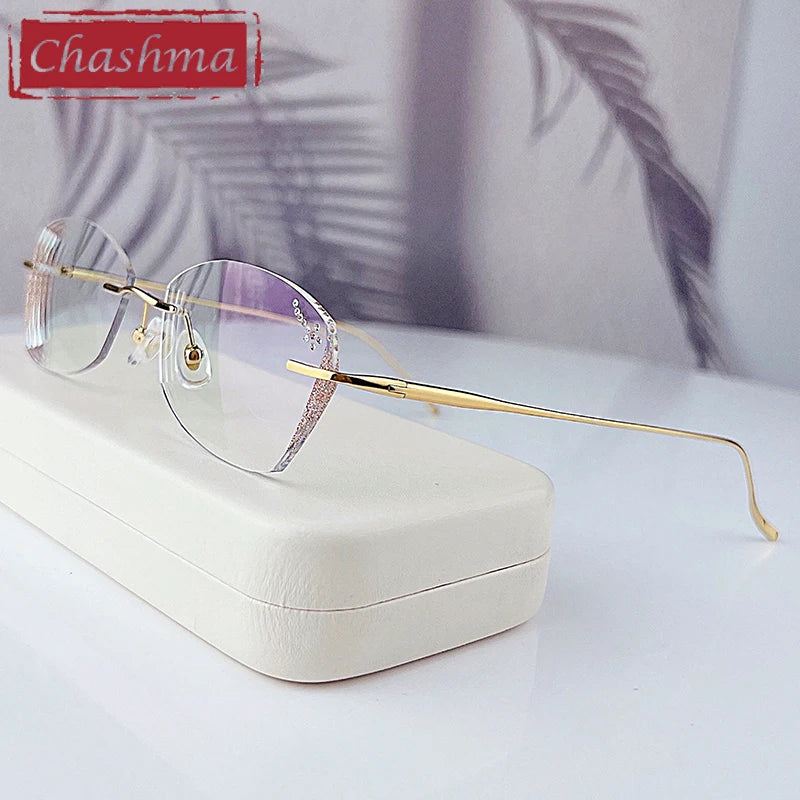 Chashma Women's Rimless Square Butterfly Titanium Eyeglasses 698989