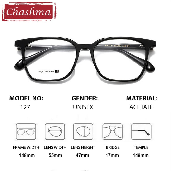 Chashma Ottica Unisex Full Rim Square Acetate Eyeglasses 62127
