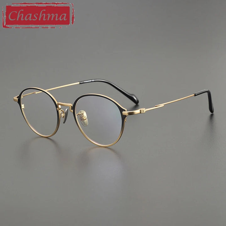 Chashma Ochki Unisex Full Rim Round Titanium Eyeglasses 60046