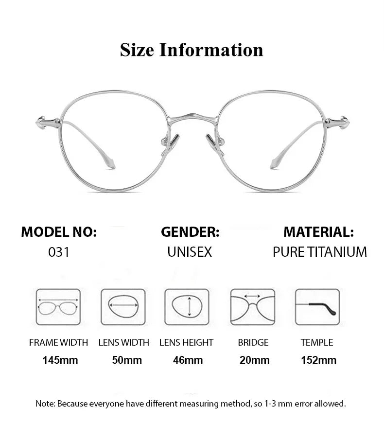 Chashma Unisex Full Rim Oval Titanium Eyeglasses 031 Full Rim Chashma   