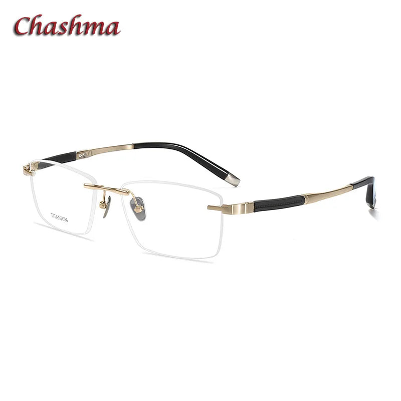 Chashma Ochki Men's Rimless Square Titanium Eyeglasses 9058 Rimless Chashma Ochki   