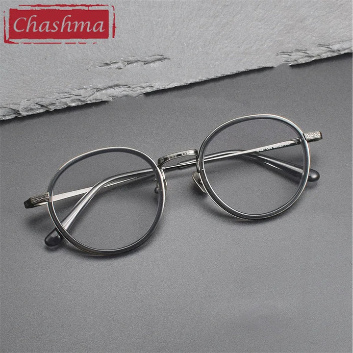 Chashma Unisex Full Rim Oval Round Acetate Titanium Eyeglasses 889027