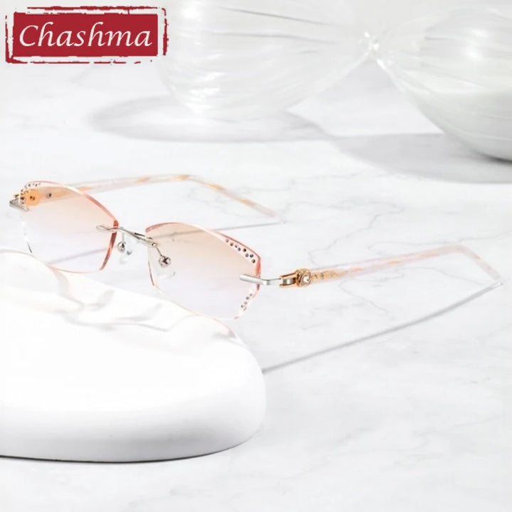 Chashma Women's Rimless Oval Butterfly Titanium Eyeglasses 669158