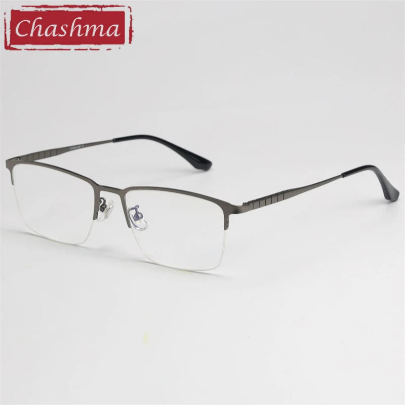 Chashma Ochki Men's Semi Rim Polygon Square Titanium Eyeglasses 965003