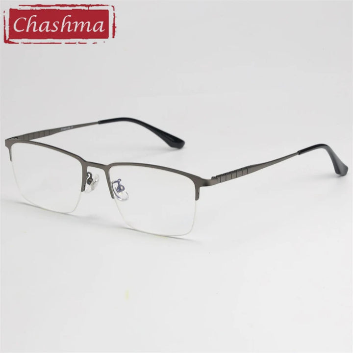 Chashma Ochki Men's Semi Rim Polygon Square Titanium Eyeglasses 965003