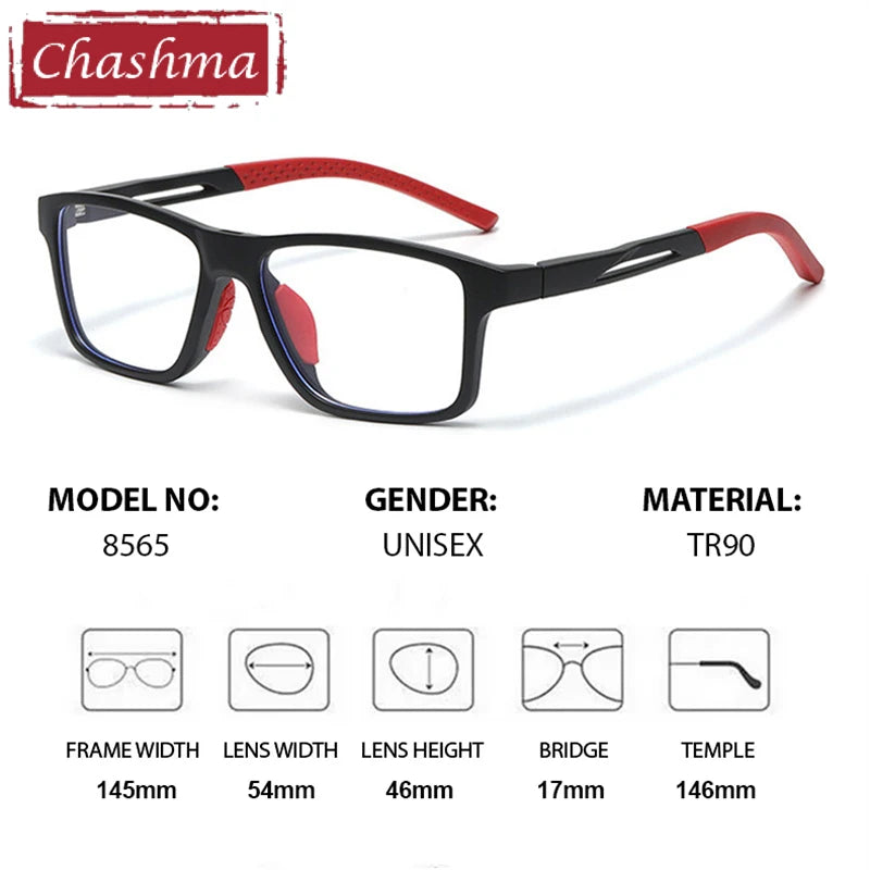 Chashma Ottica Unisex Full Rim Square Tr 90 Titanium Eyeglasses 85654