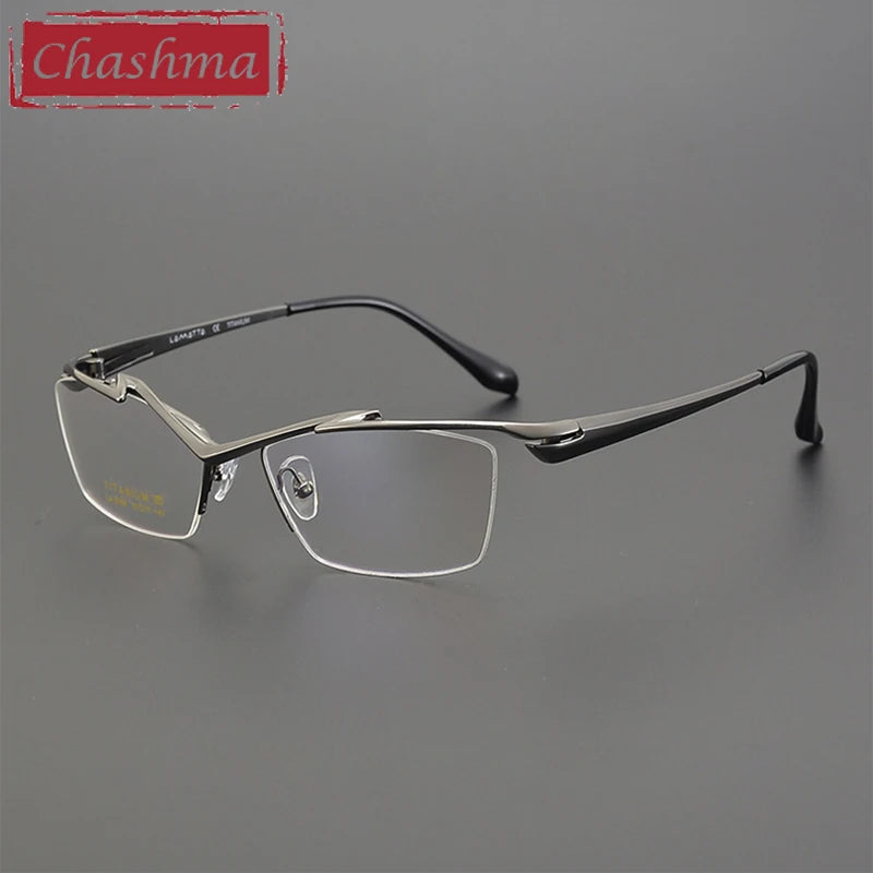 Chashma Men's Semi Rim Square Brow Line Titanium Eyeglasses 586158