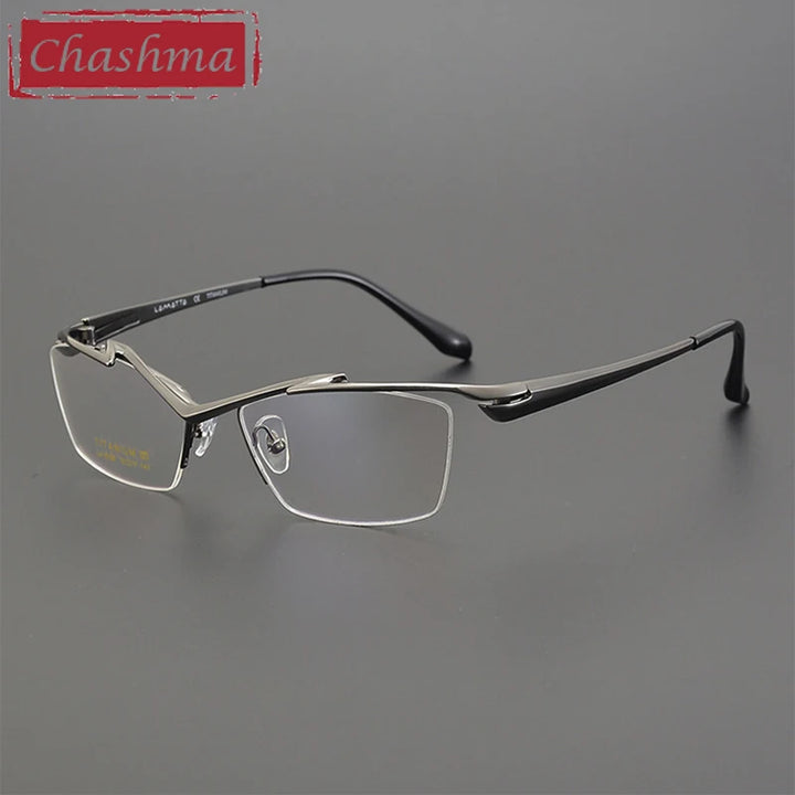 Chashma Men's Semi Rim Square Brow Line Titanium Eyeglasses 586158