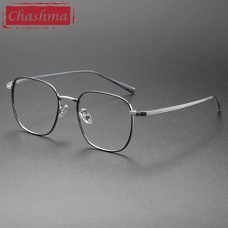 Chashma Unisex Full Rim Square Alloy Eyeglasses 19013 Full Rim Chashma Black-Silver  