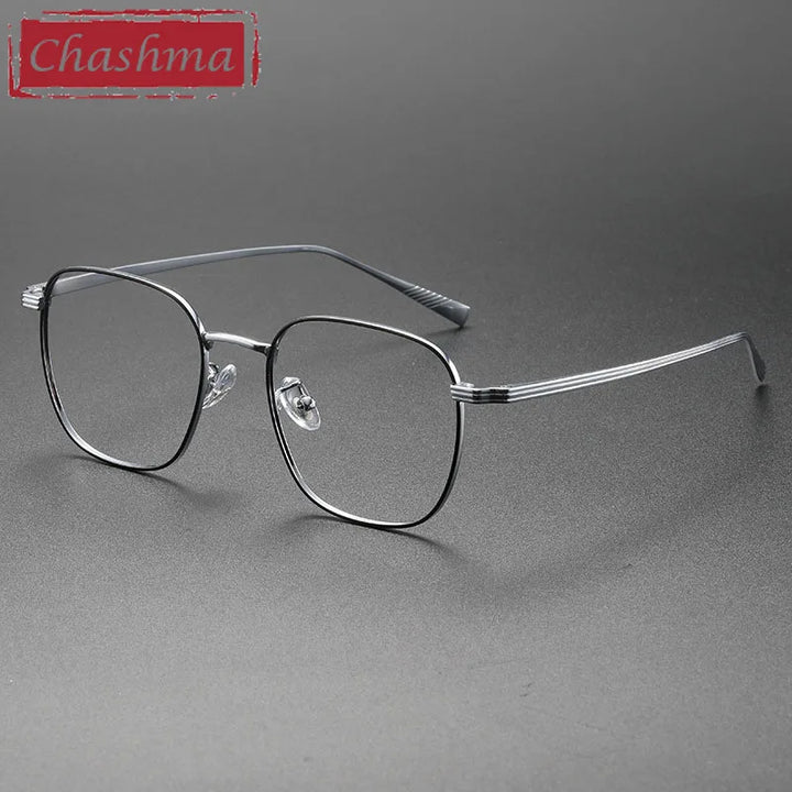 Chashma Unisex Full Rim Square Alloy Eyeglasses 19013 Full Rim Chashma Black-Silver  