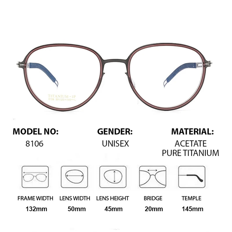 Chashma Ottica Women's Full Rim Oval Round Acetate Titanium Eyeglasses 68106