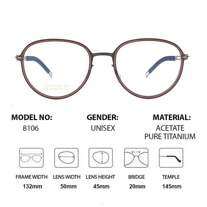 Chashma Ottica Women's Full Rim Oval Round Acetate Titanium Eyeglasses 68106