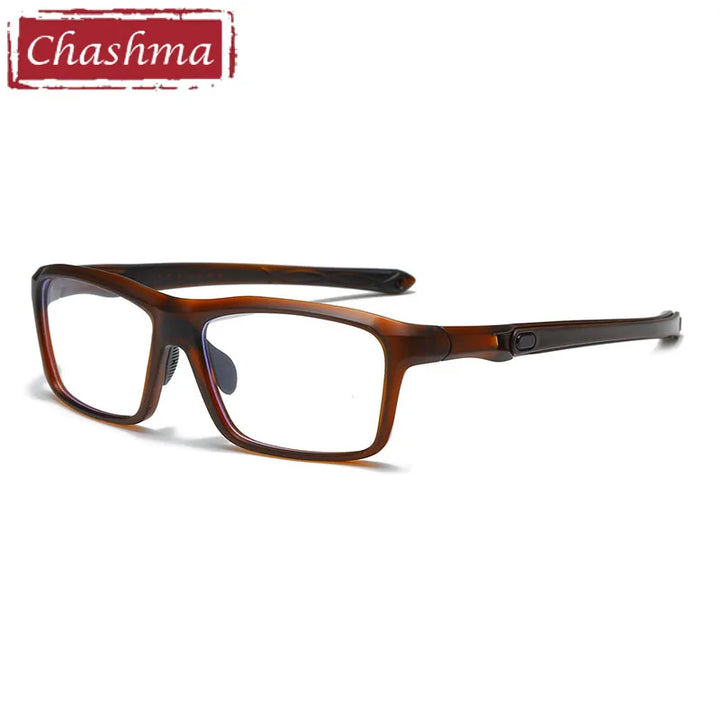 Chashma Unisex Full Rim Square Tr 90 Titanium Sport Eyeglasses 81282 Full Rim Chashma Transparent Brown  