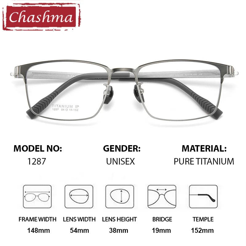Chashma Ochki Men's Full Rim Big Square Titanium Eyeglasses 631287