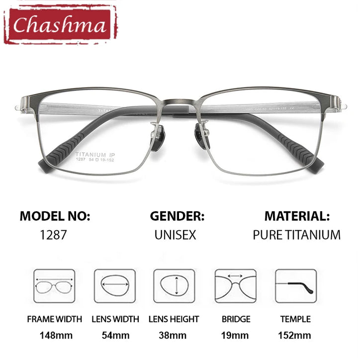 Chashma Ochki Men's Full Rim Big Square Titanium Eyeglasses 631287
