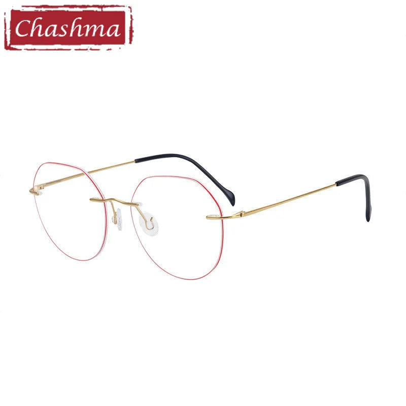 Chashma Women's Rimless Flat Top Round Titanium Eyeglasses 778408