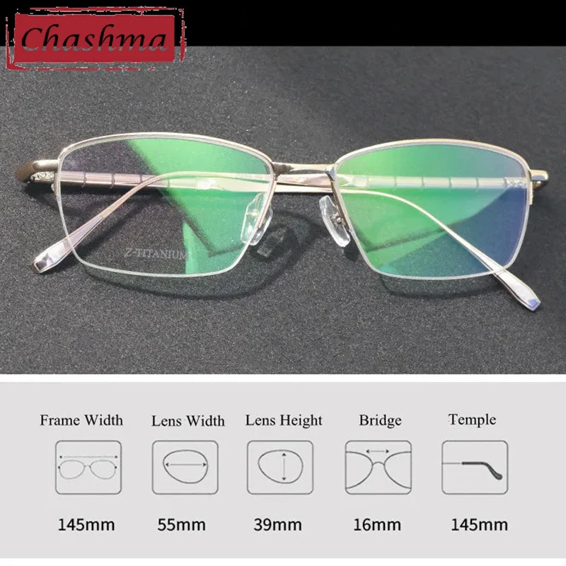 Chashma Men's Semi Rim Square Screwless Titanium Eyeglasses 587018