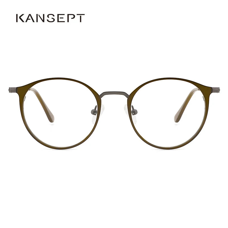 Kansept Unisex Full Rim Round Stainless Steel Reading Glasses K0024 Reading Glasses Kansept   