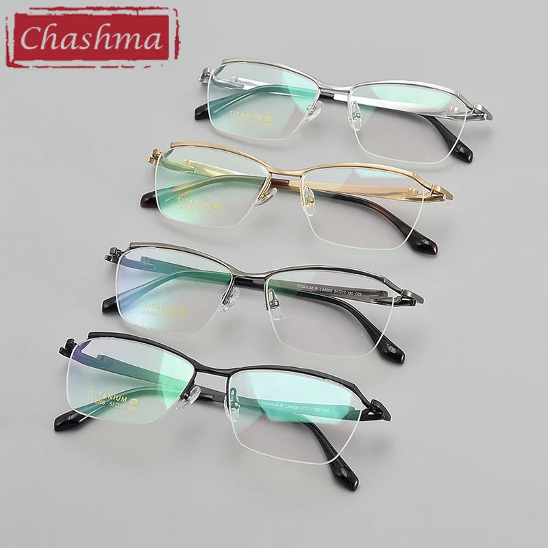 Chashma Unisex Semi Rim Big Square Brow Line Titanium Eyeglasses 6205 Semi Rim Chashma   