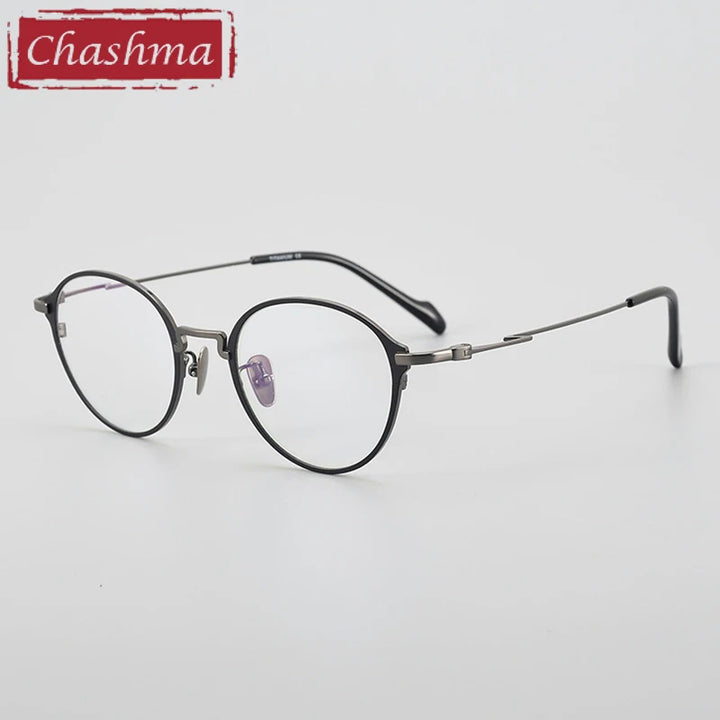 Chashma Ottica Unisex Full Rim Oval Round Titanium Eyeglasses 60046