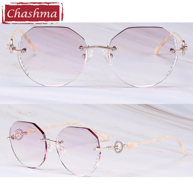 Chashma Women's Rimless Flat Top Round Titanium Eyeglasses 461813