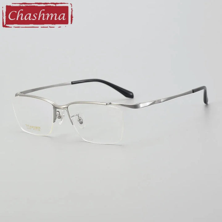 Chashma Unisex Semi Rim Brow Line Titanium Eyeglasses  6106 Semi Rim Chashma Silver  