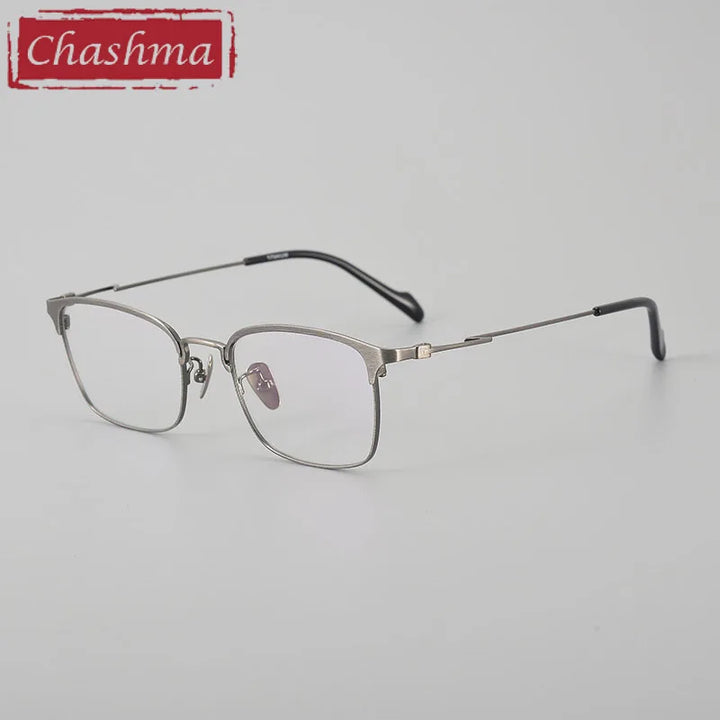 Chashma Unisex Full Rim Square Acetate Titanium Eyeglasses 250050 Full Rim Chashma Ash Gun  